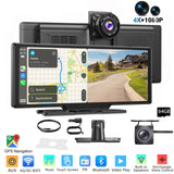 10.2” Wireless CarPlay/Android Auto with 4K + Dash Cam + Reverse Camera