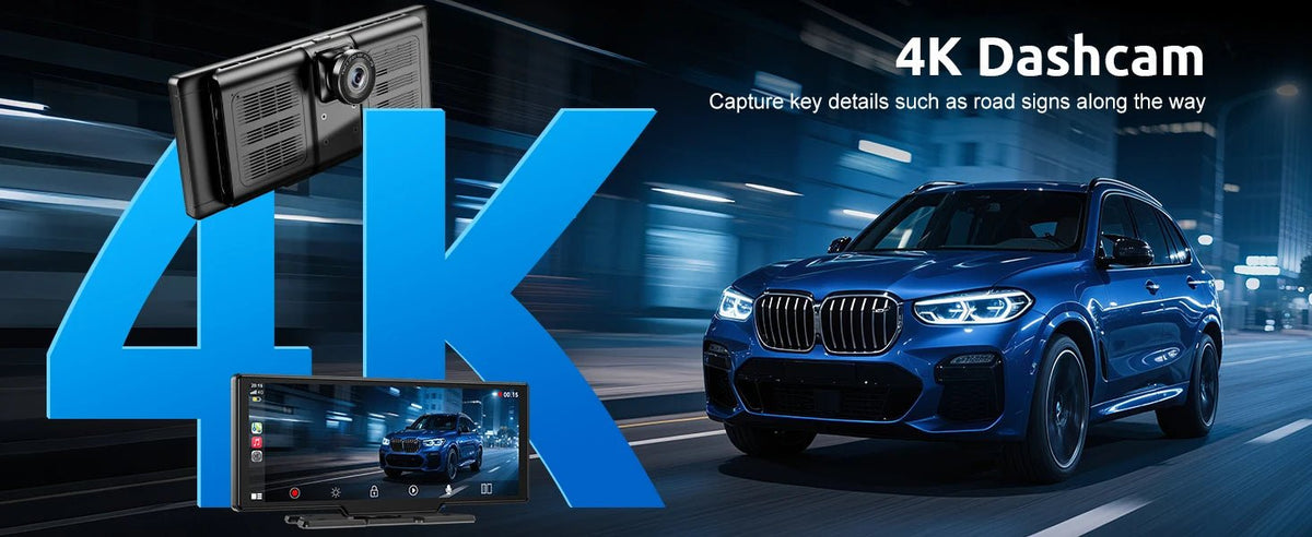 10.2” Wireless CarPlay/Android Auto with 4K + Dash Cam + Reverse Camera